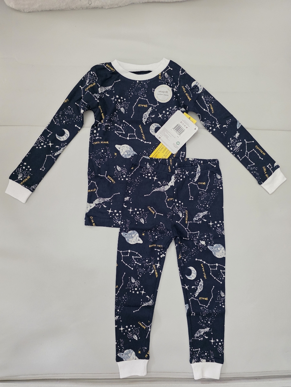NWT Burt's Bees 2pc Long Sleeve Snug Fit Pajama Set - Planetarium - Navy - 3T